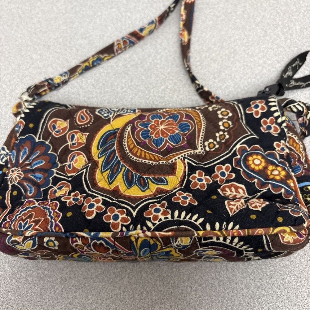 Vera Bradley Amy Style Crossbody Zippered Bag In Brown Paisley Design, NWOT